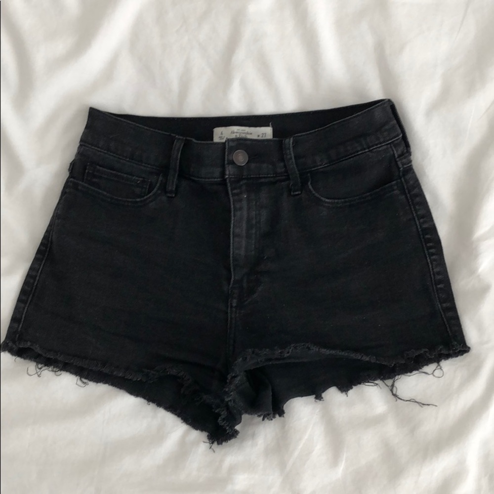 Black denim cutoff shorts
